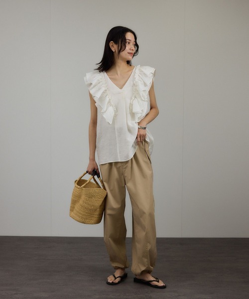 【WEB限定】2WAYギャザーフリルノースリーブブラウス WEB限定】2WAYギャザーフリルノースリーブブラウス（シャツ