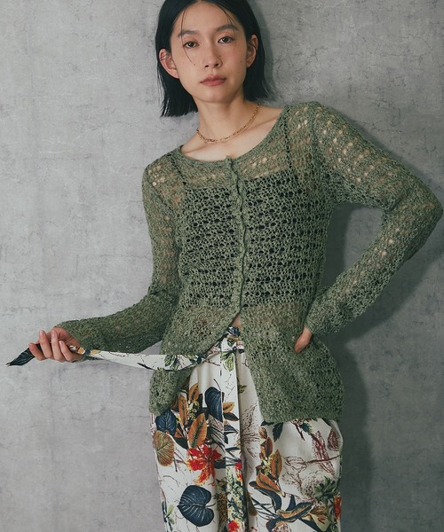 ANOTHER S（アナザーエス）の「スラブメッシュチュニックカーディガン（カーディガン/ボレロ・レディース・アイボリー/ブラック/カーキ・FREE）」の15枚目の写真