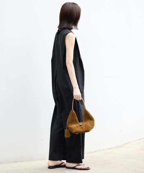 【SLOBE IENA】リラックスイージーVネックオールインワン ブラック 36 追加》リラックスイージーVネックオールインワン（つなぎ