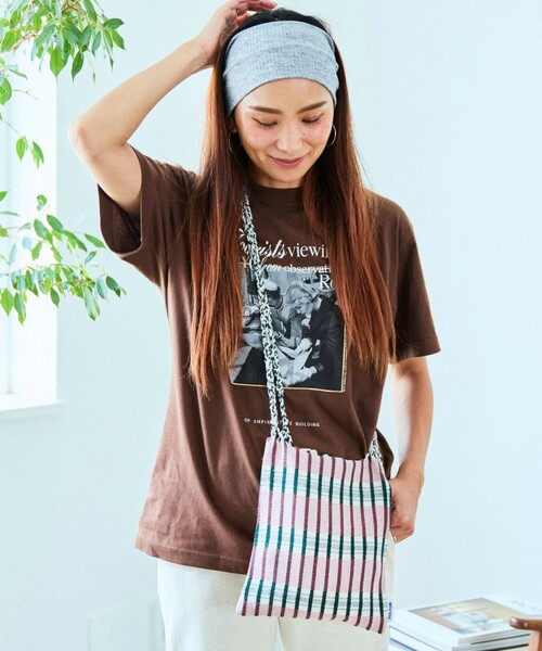 DULTON（ダルトン）の「DULTON/ダルトン HAMMOCK SACOCHE ハンモック ストライプサコッシュ（ショルダーバッグ・レディース・イエロー/ネイビー/グリーン/ブルー/レッド/ピンク・ONE SIZE）」の5枚目の写真