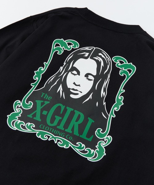 X-girl（エックスガール）の「ORNAMENT FACE L/S TEE（Tシャツ/カットソー・レディース・ブラック/オリーブ/ホワイト・S/M/L）」の11枚目の写真