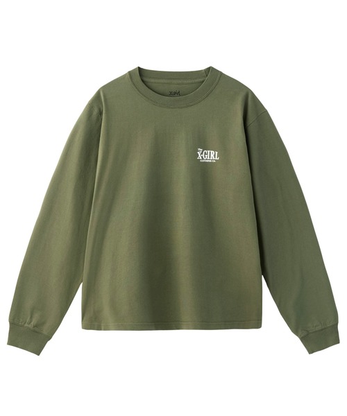 X-girl（エックスガール）の「ORNAMENT FACE L/S TEE（Tシャツ/カットソー・レディース・ブラック/オリーブ/ホワイト・S/M/L）」の5枚目の写真