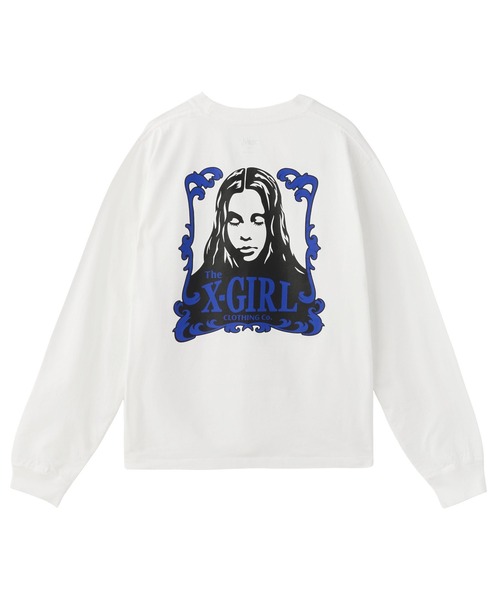 X-girl（エックスガール）の「ORNAMENT FACE L/S TEE（Tシャツ/カットソー・レディース・ブラック/オリーブ/ホワイト・S/M/L）」の16枚目の写真