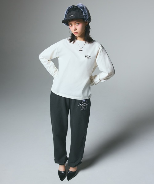X-girl（エックスガール）の「ORNAMENT FACE L/S TEE（Tシャツ/カットソー・レディース・ブラック/オリーブ/ホワイト・S/M/L）」の15枚目の写真