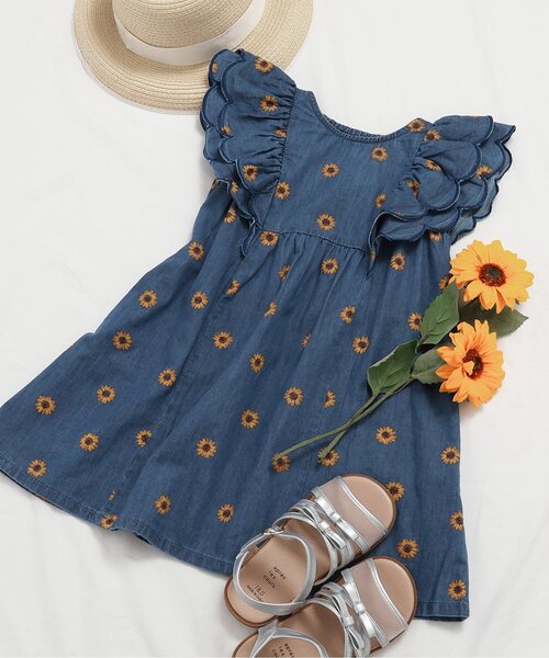 apres les cours（アプレレクール）の「【ジュニア対応】スカラップフリルヒロインワンピース（ワンピース・キッズ・インディゴブルー/その他3/チェック・80/120/130/140/100/90/110）」の2枚目の写真