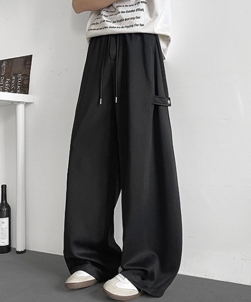 SHEPP（シープ）の「サイドスナップワイドスウェットパンツ（スウェットパンツ・メンズ・ブラック/グレー・L/M）」の4枚目の写真