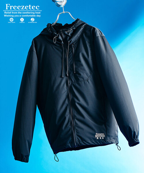 417 EDIFICE（フォーワンセブンエディフィス）の「《追加》"超冷感" UVCUT Freezetec パーカー（パーカー・メンズ・ベージュ/ブラック/チャコールグレー・SMALL/MEDIUM/LARGE）」の2枚目の写真