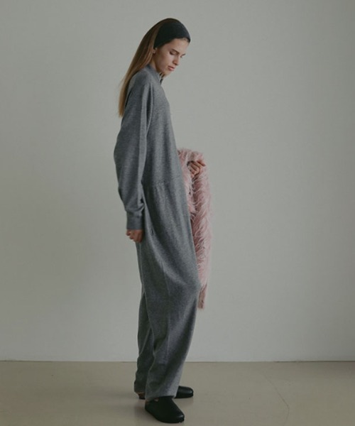 セール】フロントファスナーニットオールインワン（つなぎ