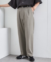 <吸水速乾>CALCULO使用 コンフォートドライタッチ タックワイドテーパードパンツ スラックス