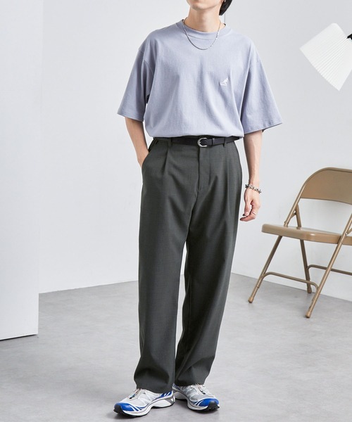 MONO-MART（モノマート）の「＜吸水速乾＞CALCULO使用 コンフォートドライタッチ タックワイドテーパードパンツ スラックス（その他パンツ・メンズ・チャコール/ライトグレー/グレイッシュベージュ/ブラック/ブラウン/ダークネイビー・S/L/M）」の20枚目の写真