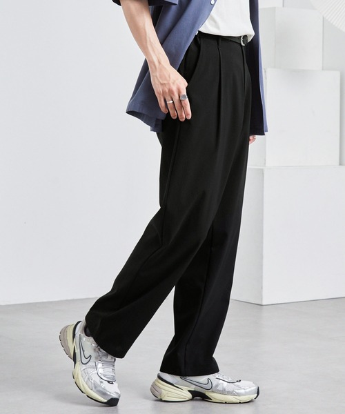 MONO-MART（モノマート）の「＜吸水速乾＞CALCULO使用 コンフォートドライタッチ タックワイドテーパードパンツ スラックス（その他パンツ・メンズ・チャコール/ライトグレー/グレイッシュベージュ/ブラック/ブラウン/ダークネイビー・S/L/M）」の13枚目の写真