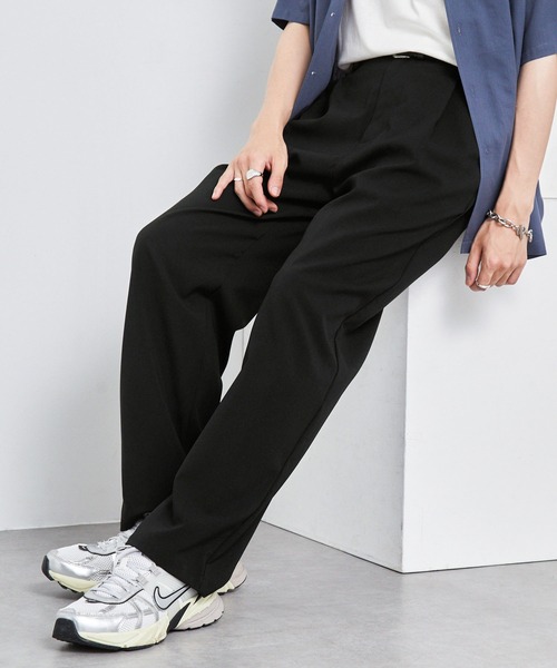 MONO-MART（モノマート）の「＜吸水速乾＞CALCULO使用 コンフォートドライタッチ タックワイドテーパードパンツ スラックス（その他パンツ・メンズ・チャコール/ライトグレー/グレイッシュベージュ/ブラック/ブラウン/ダークネイビー・S/L/M）」の12枚目の写真