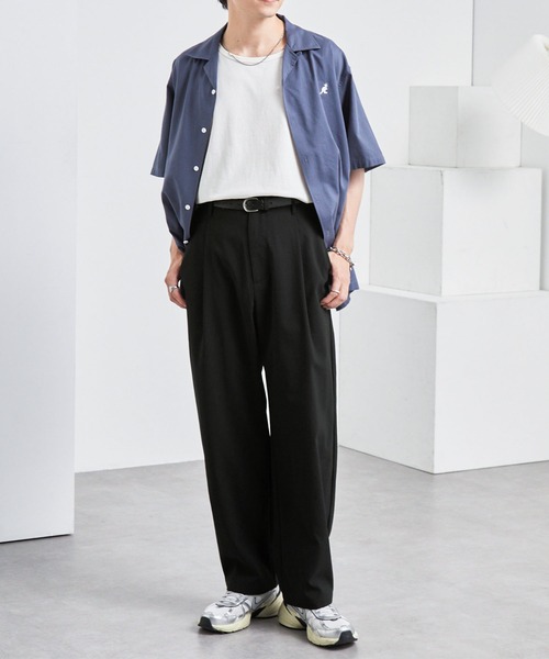 MONO-MART（モノマート）の「＜吸水速乾＞CALCULO使用 コンフォートドライタッチ タックワイドテーパードパンツ スラックス（その他パンツ・メンズ・チャコール/ライトグレー/グレイッシュベージュ/ブラック/ブラウン/ダークネイビー・S/L/M）」の10枚目の写真