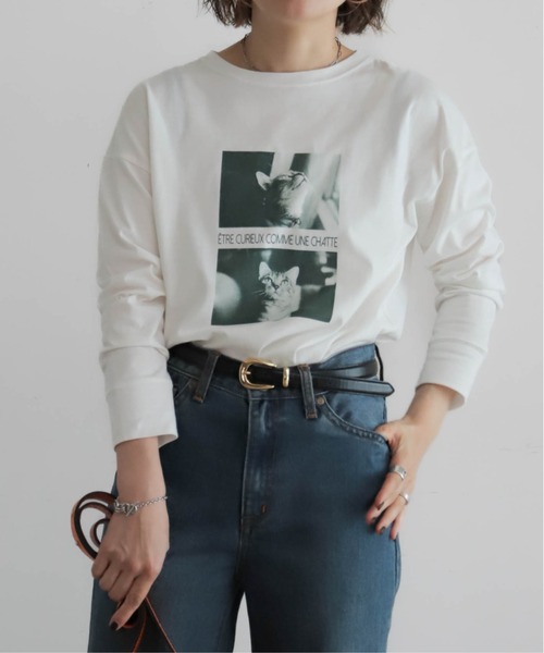 NOMBRE IMPAIR（ノンブルアンペール）の「猫フォトPT　ロンTEE（Tシャツ/カットソー・レディース・ホワイト・FREE）」の2枚目の写真