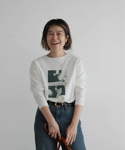 NOMBRE IMPAIR（ノンブルアンペール）の「猫フォトPT　ロンTEE（Tシャツ/カットソー・レディース・ホワイト・FREE）」の20枚目の写真