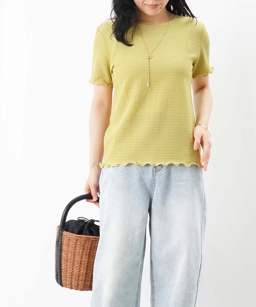 tシャツ LC/LLL シャーリングクルーネックカットソー レディース LADY LUCK LUCA tシャツ LC/LLL シャーリングクルーネック