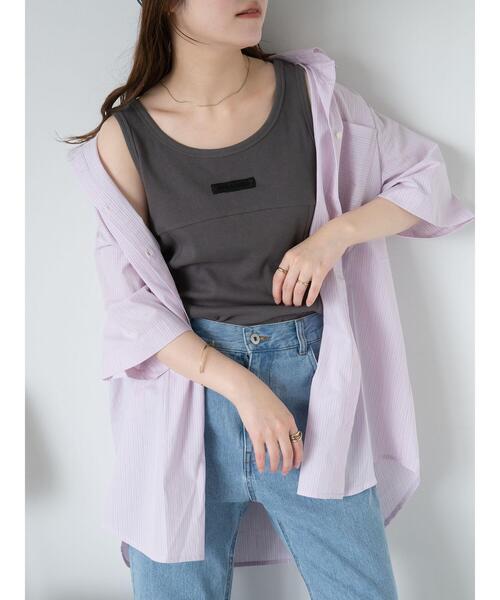 ehka sopo(エヘカソポ)の「ストライプオーバーサイズシャツ(シャツ/ブラウス・レディース・ベージュ/ピンク/サックスブルー・F)」の6枚目の写真