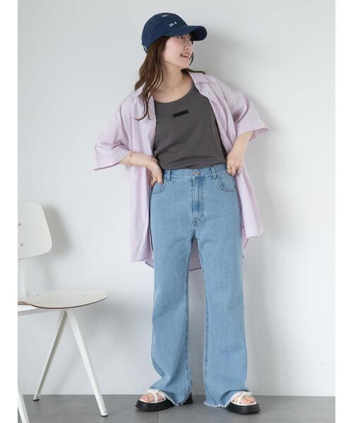 ehka sopo(エヘカソポ)の「ストライプオーバーサイズシャツ(シャツ/ブラウス・レディース・ベージュ/ピンク/サックスブルー・F)」の7枚目の写真