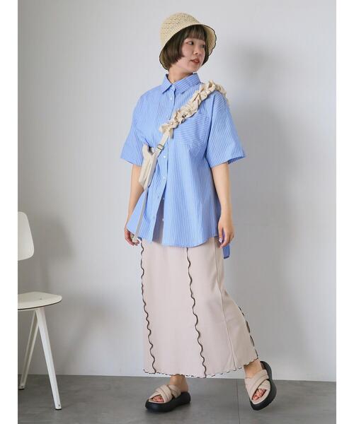 ehka sopo(エヘカソポ)の「ストライプオーバーサイズシャツ(シャツ/ブラウス・レディース・ベージュ/ピンク/サックスブルー・F)」の18枚目の写真