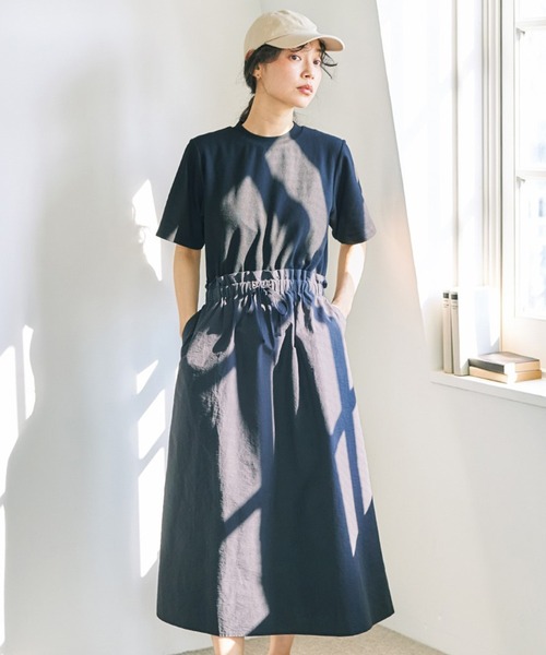 and myera(アンド マイラ)の「and myera ドッキングワンピース(ワンピース・レディース・ブラック・L/M/LL/S)」の1枚目の写真