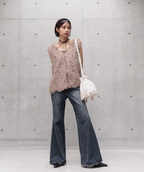 PAGEBOY（ページボーイ）の「フェザーファーベスト（ベスト・レディース・ブラック/オフホワイト/モカ・FREE）」の13枚目の写真