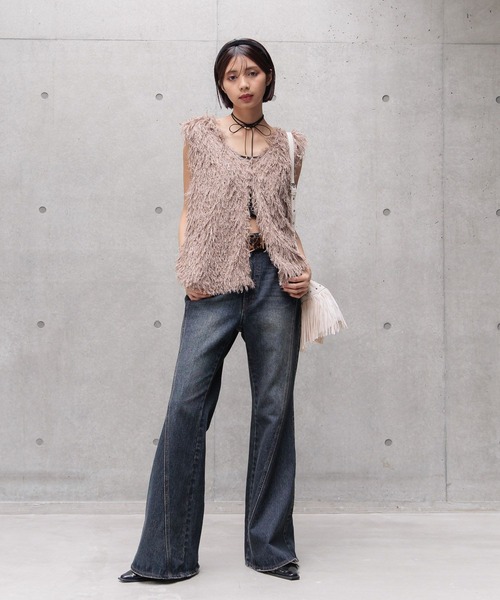 PAGEBOY（ページボーイ）の「フェザーファーベスト（ベスト・レディース・ブラック/オフホワイト/モカ・FREE）」の15枚目の写真