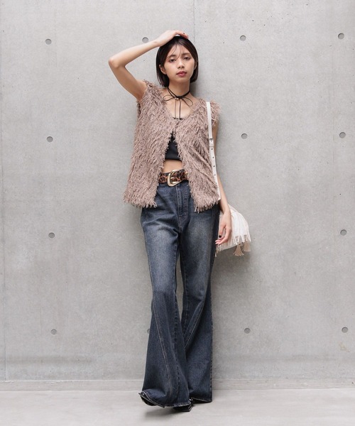 PAGEBOY（ページボーイ）の「フェザーファーベスト（ベスト・レディース・ブラック/オフホワイト/モカ・FREE）」の16枚目の写真