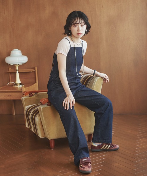 LAULEN（ローレン）の「cotton light denim salopette /コットンライトデニムサロペットパンツ（サロペット/オーバーオール・レディース・ネイビー・FREE）」の4枚目の写真