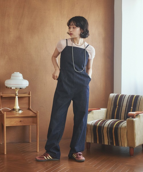 LAULEN（ローレン）の「cotton light denim salopette /コットンライトデニムサロペットパンツ（サロペット/オーバーオール・レディース・ネイビー・FREE）」の5枚目の写真