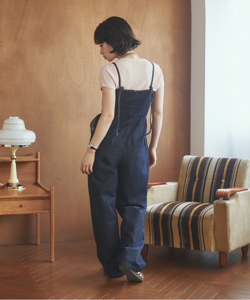 LAULEN（ローレン）の「cotton light denim salopette /コットンライトデニムサロペットパンツ（サロペット/オーバーオール・レディース・ネイビー・FREE）」の6枚目の写真