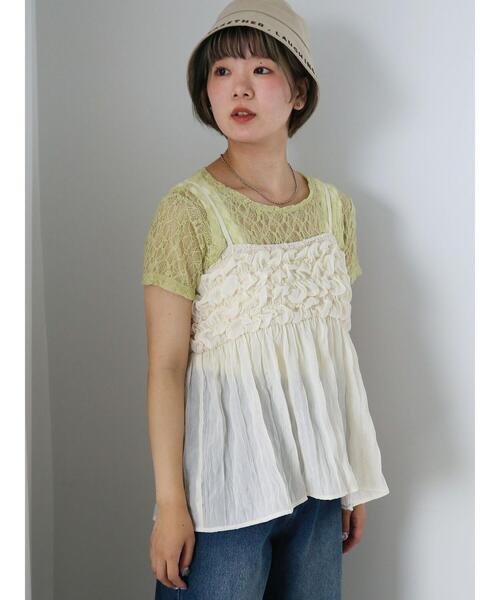 ehka sopo(エヘカソポ)の「レースカットソー(Tシャツ/カットソー・レディース・ブラック/オフホワイト/グリーン/ピンク・F)」の19枚目の写真