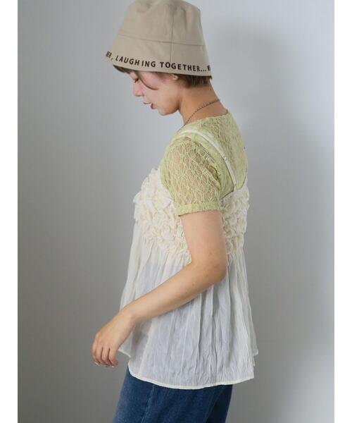ehka sopo(エヘカソポ)の「レースカットソー(Tシャツ/カットソー・レディース・ブラック/オフホワイト/グリーン/ピンク・F)」の18枚目の写真