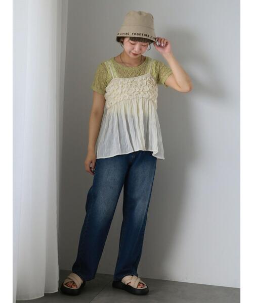 ehka sopo(エヘカソポ)の「レースカットソー(Tシャツ/カットソー・レディース・ブラック/オフホワイト/グリーン/ピンク・F)」の15枚目の写真
