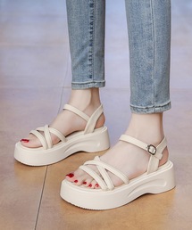 クロス チューブ ストラップ 厚底 サンダル