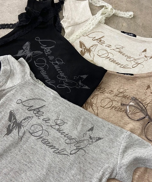 non-hedge（ノンヘッジ）の「レース紐ワンショルダーショート丈トップス（Tシャツ/カットソー・レディース・モカ/ベージュ/グレー/ブラック・FREE）」の19枚目の写真