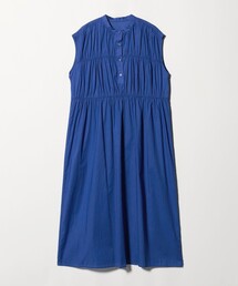 グリーンレーベルリラクシング ロングワンピース 総柄 ネイビー ティアード 長袖 green label relaxing｜グリーンレーベル リラクシングの