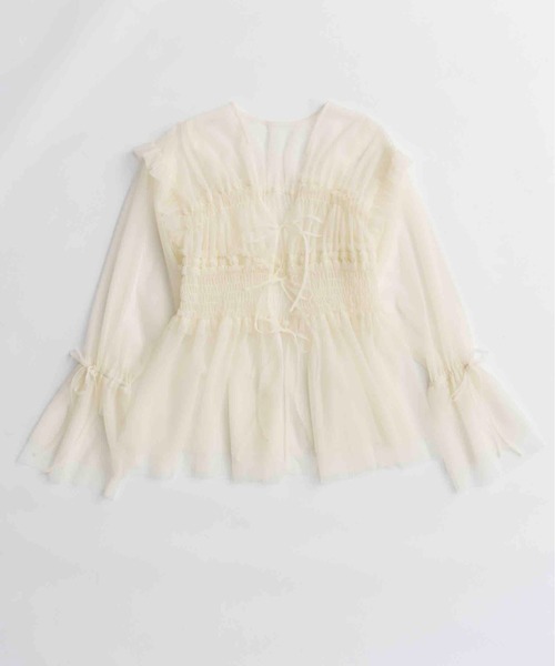 2way Ruffle Gathers Tulle Tops/2WAYフリルギャザーチュールトップス