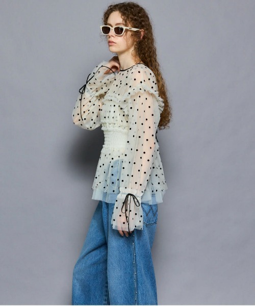2way Ruffle Gathers Tulle Tops/2WAYフリルギャザーチュール