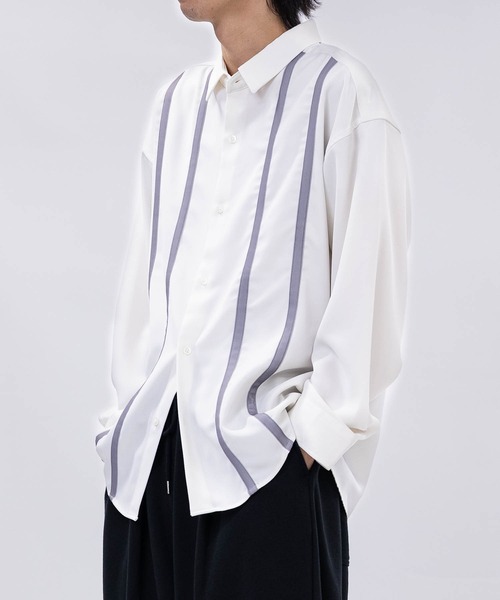 Limited Line Naive Magic(リミテッドラインナイーブマジック)の「【a】〔NAIVE MAGIC〕ナチュラルストレッチ フロントライン ルーズサイズシャツ(シャツ/ブラウス・メンズ・ブルー系1/ブラック系1/ホワイト系1/ホワイト系2/ブラック系2/ブルー系2・MEDIUM/LARGE)」の8枚目の写真