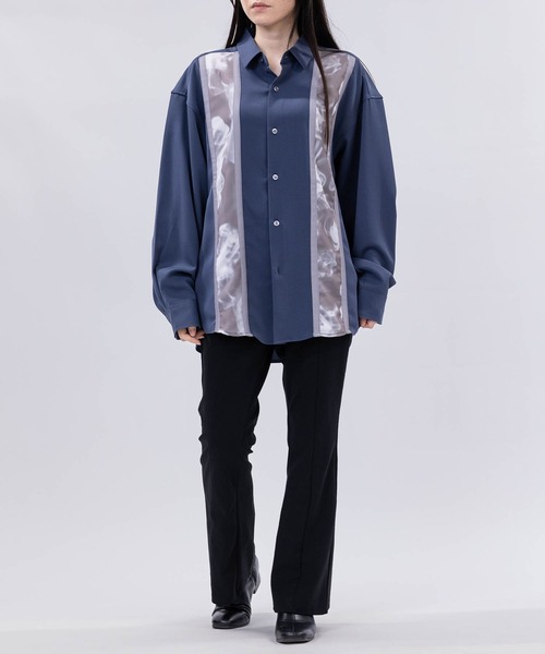 Limited Line Naive Magic(リミテッドラインナイーブマジック)の「【a】〔NAIVE MAGIC〕ナチュラルストレッチ フロントライン ルーズサイズシャツ(シャツ/ブラウス・メンズ・ブルー系1/ブラック系1/ホワイト系1/ホワイト系2/ブラック系2/ブルー系2・MEDIUM/LARGE)」の14枚目の写真
