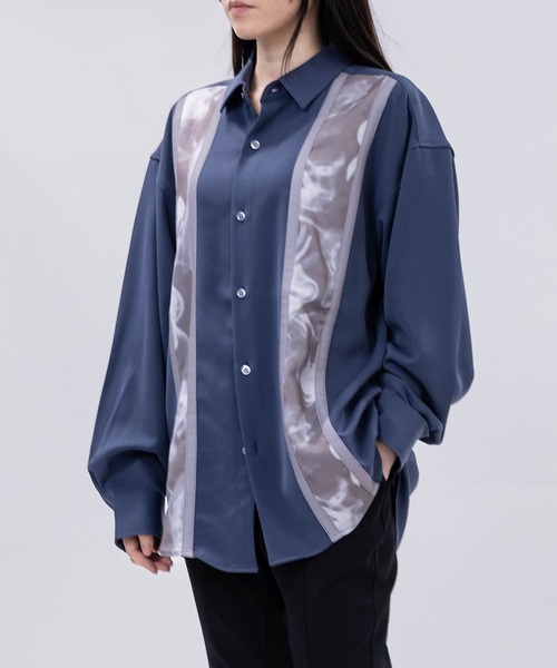 Limited Line Naive Magic(リミテッドラインナイーブマジック)の「【a】〔NAIVE MAGIC〕ナチュラルストレッチ フロントライン ルーズサイズシャツ(シャツ/ブラウス・メンズ・ブルー系1/ブラック系1/ホワイト系1/ホワイト系2/ブラック系2/ブルー系2・MEDIUM/LARGE)」の12枚目の写真