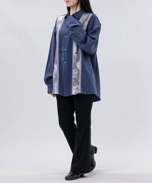 Limited Line Naive Magic(リミテッドラインナイーブマジック)の「【a】〔NAIVE MAGIC〕ナチュラルストレッチ フロントライン ルーズサイズシャツ(シャツ/ブラウス・メンズ・ブルー系1/ブラック系1/ホワイト系1/ホワイト系2/ブラック系2/ブルー系2・MEDIUM/LARGE)」の15枚目の写真