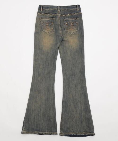 dispark(ディスパーク)の「DISPARK/バタフライ刺繍スタッズフレアデニム(デニムパンツ・レディース・インディゴブルー/ライトインディゴブルー・SMALL/MEDIUM)」の8枚目の写真