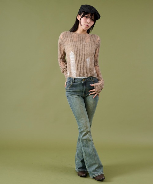 dispark(ディスパーク)の「DISPARK/バタフライ刺繍スタッズフレアデニム(デニムパンツ・レディース・インディゴブルー/ライトインディゴブルー・SMALL/MEDIUM)」の15枚目の写真