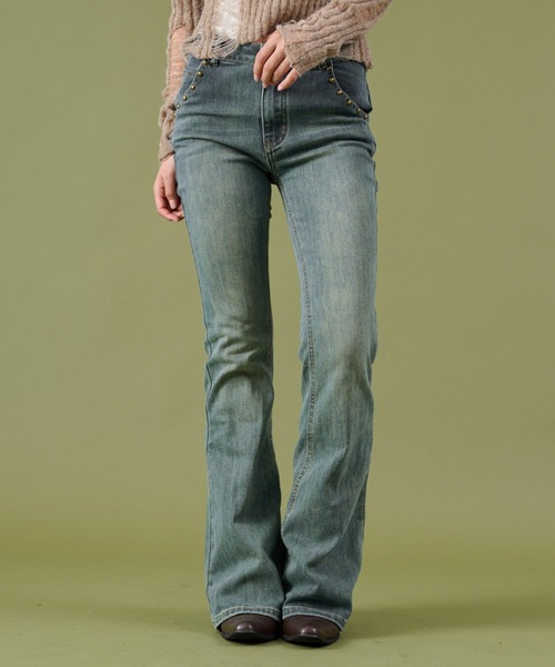 dispark(ディスパーク)の「DISPARK/バタフライ刺繍スタッズフレアデニム(デニムパンツ・レディース・インディゴブルー/ライトインディゴブルー・SMALL/MEDIUM)」の16枚目の写真