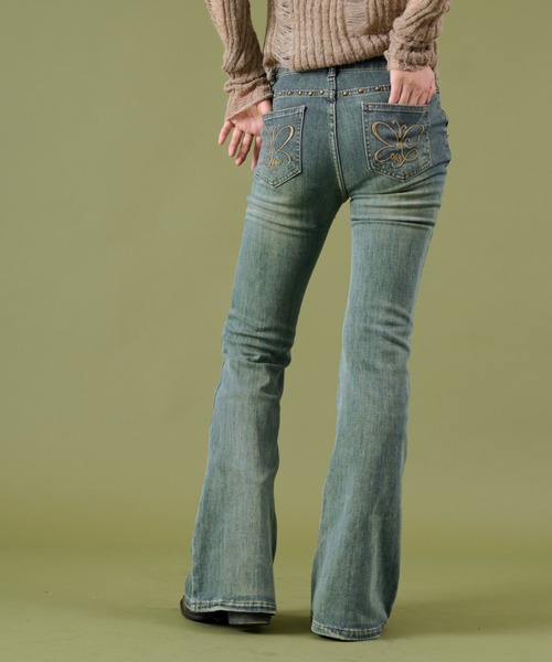 dispark(ディスパーク)の「DISPARK/バタフライ刺繍スタッズフレアデニム(デニムパンツ・レディース・インディゴブルー/ライトインディゴブルー・SMALL/MEDIUM)」の18枚目の写真