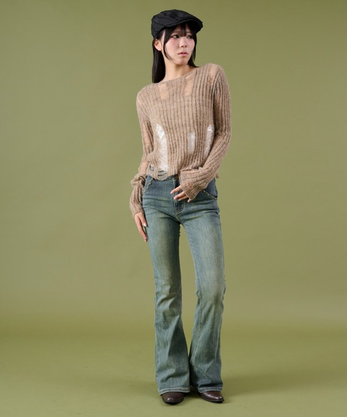 dispark(ディスパーク)の「DISPARK/バタフライ刺繍スタッズフレアデニム(デニムパンツ・レディース・インディゴブルー/ライトインディゴブルー・SMALL/MEDIUM)」の20枚目の写真