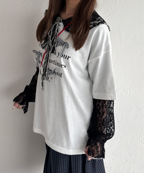 kutir（クティール）の「配色レースドロストリボンカーディガン/トップス（カーディガン/ボレロ・レディース・ブラック/カーキ/アイボリー/オフホワイト・FREE）」の20枚目の写真