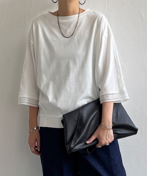 LBC（エルビーシー）の「スリーブレースカットプルオーバー（Tシャツ/カットソー・レディース・ブラウン/ブラック/ホワイト・M）」の2枚目の写真