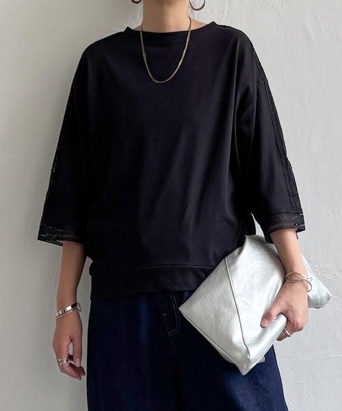 LBC（エルビーシー）の「スリーブレースカットプルオーバー（Tシャツ/カットソー・レディース・ブラウン/ブラック/ホワイト・M）」の3枚目の写真